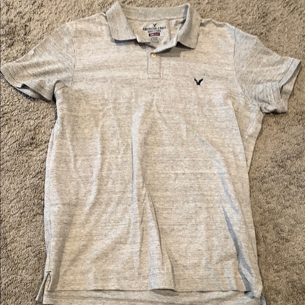 American Eagle Outfitters Gray Polo Shirt Classic Style